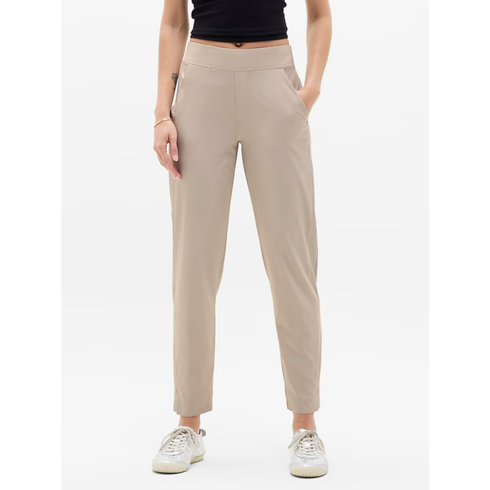 Athleta Brooklyn Ankle Pants Womens 4 Beige Zip Pockets Elastic Waist NWOT